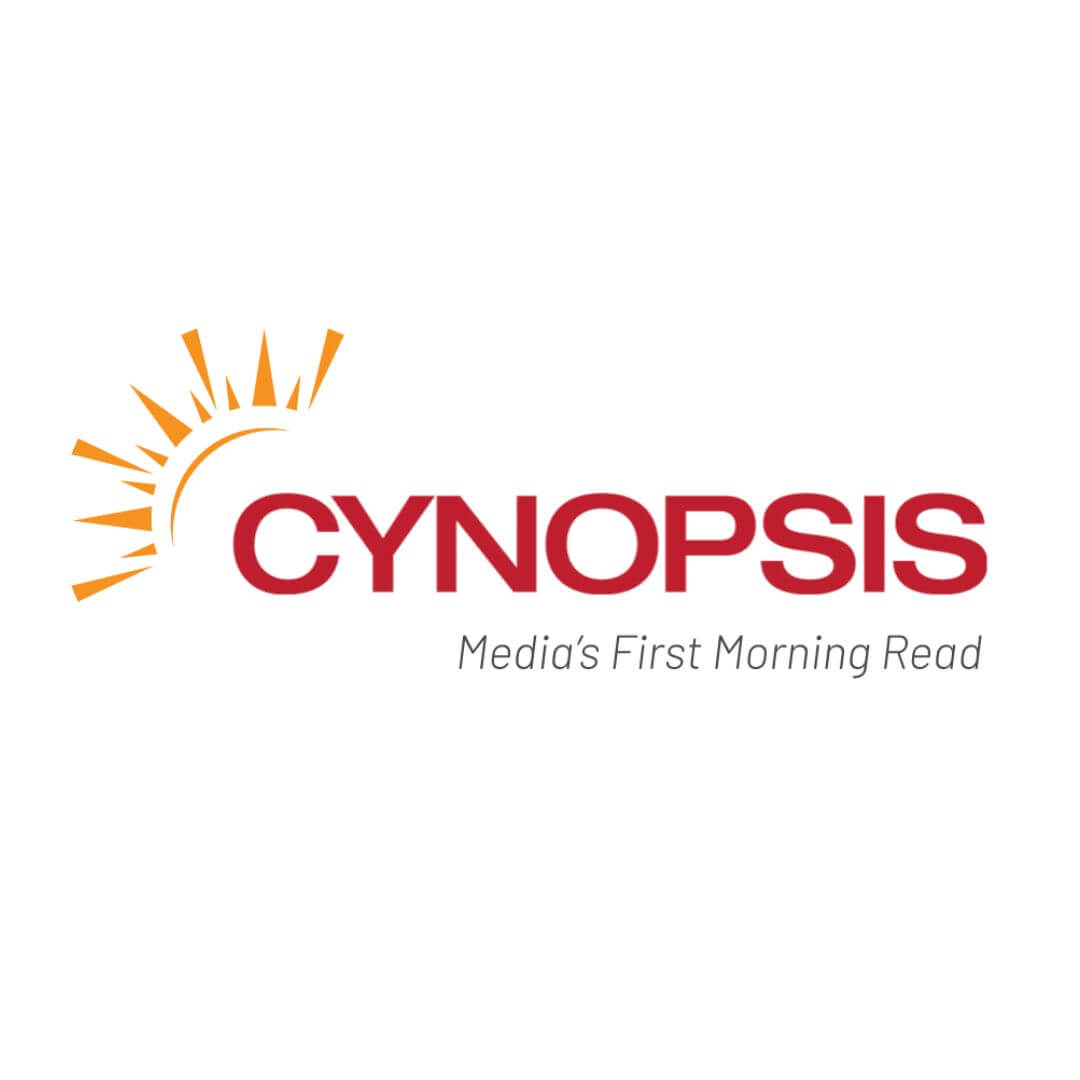 Cynopsis logo featuring a red wordmark with an orange sun icon and the tagline "Media's First Morning Read" on a white background.