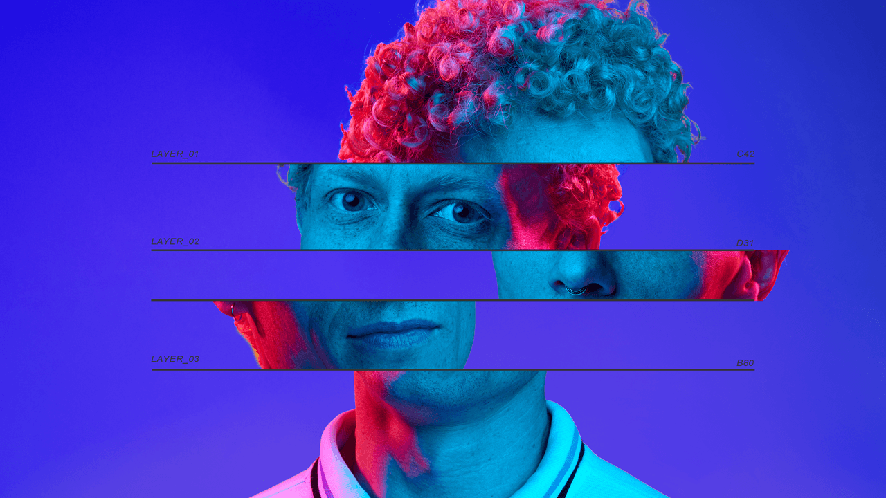 A fragmented composite portrait of sliced human features, illustrating the challenge of tracking siloed user data and the strategic need to unify disparate consumer insights into a single source of truth.