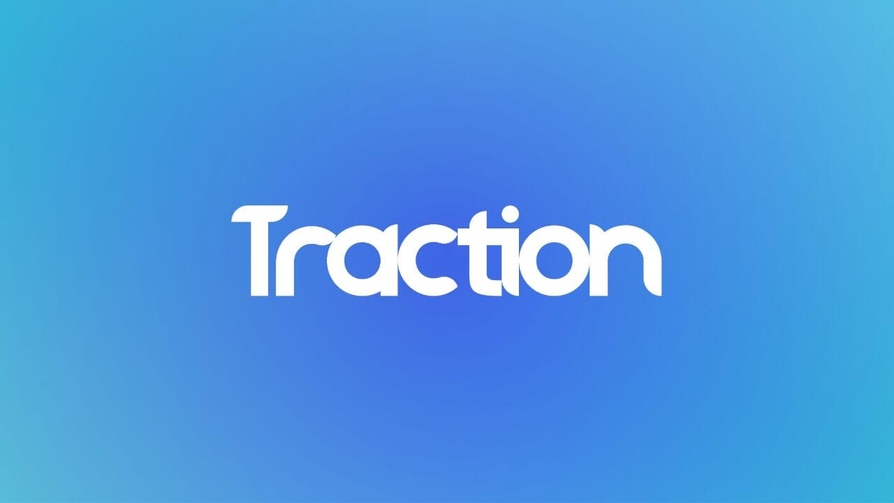 Traction logo on a blue gradient backgroud